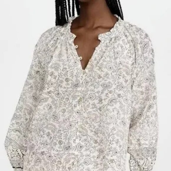 Cleobella Tops - Cleobella Ivi Floral Boho Top Blouse Button Up Shirt Women Size L Org Cotton